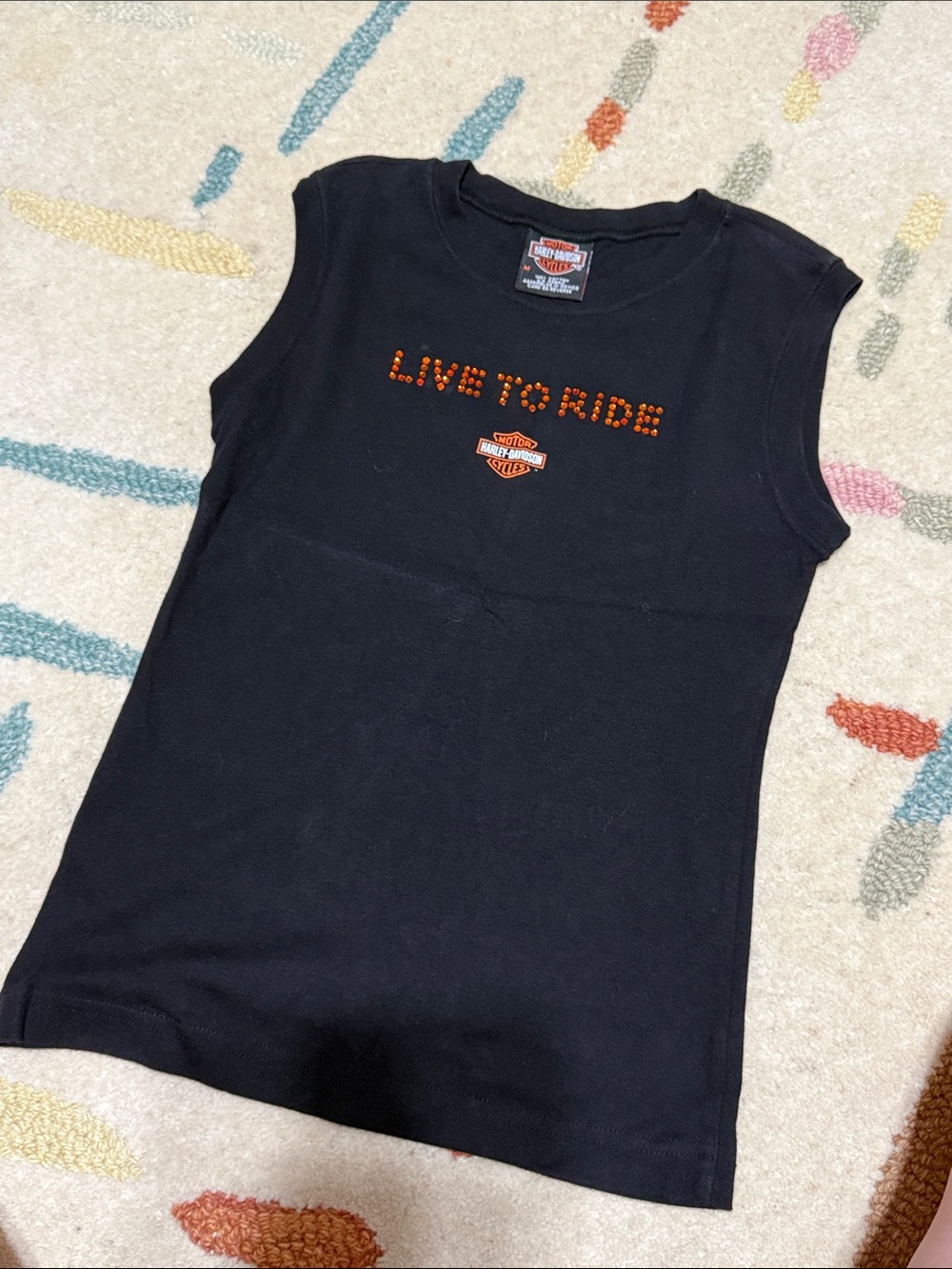 Harley-Davidson Black Tank Top with Orange 'Live to Ride' Logo